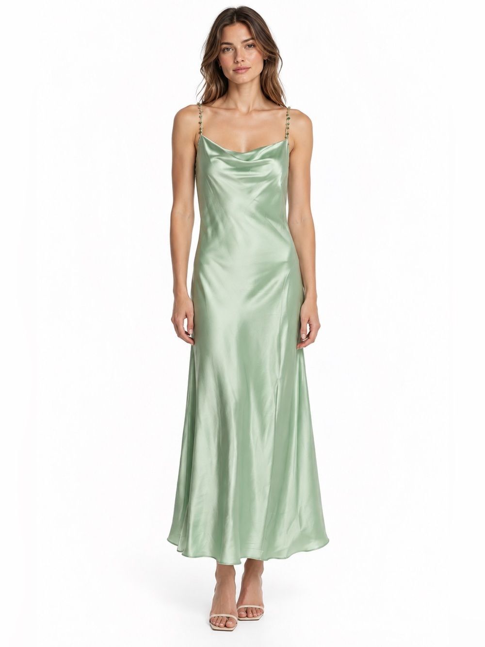 Jason Wu New Authentic Solid Mint Green Tank Satin Formal Long Slip Gown Dress